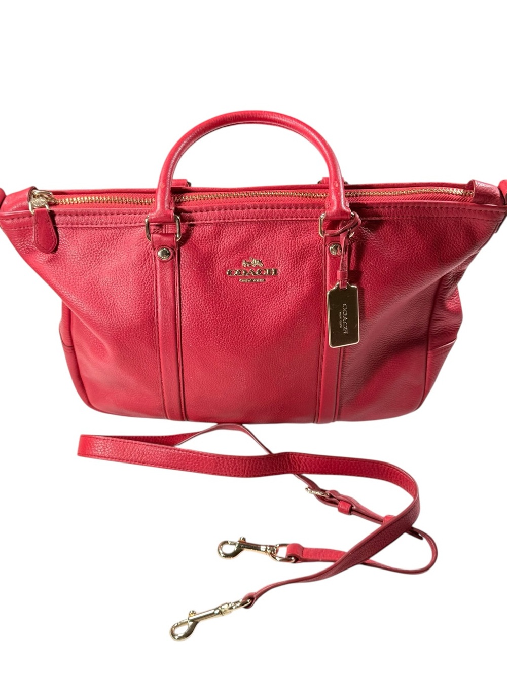 Coach Red Pebbled Leather Blake Carryall Satchel Bag F55662